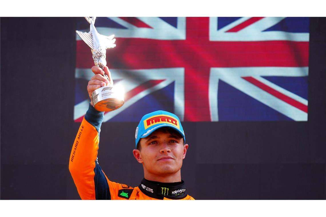 Richtig glücklich sieht Lando Norris nach Platz zwei in Monza nicht aus.
