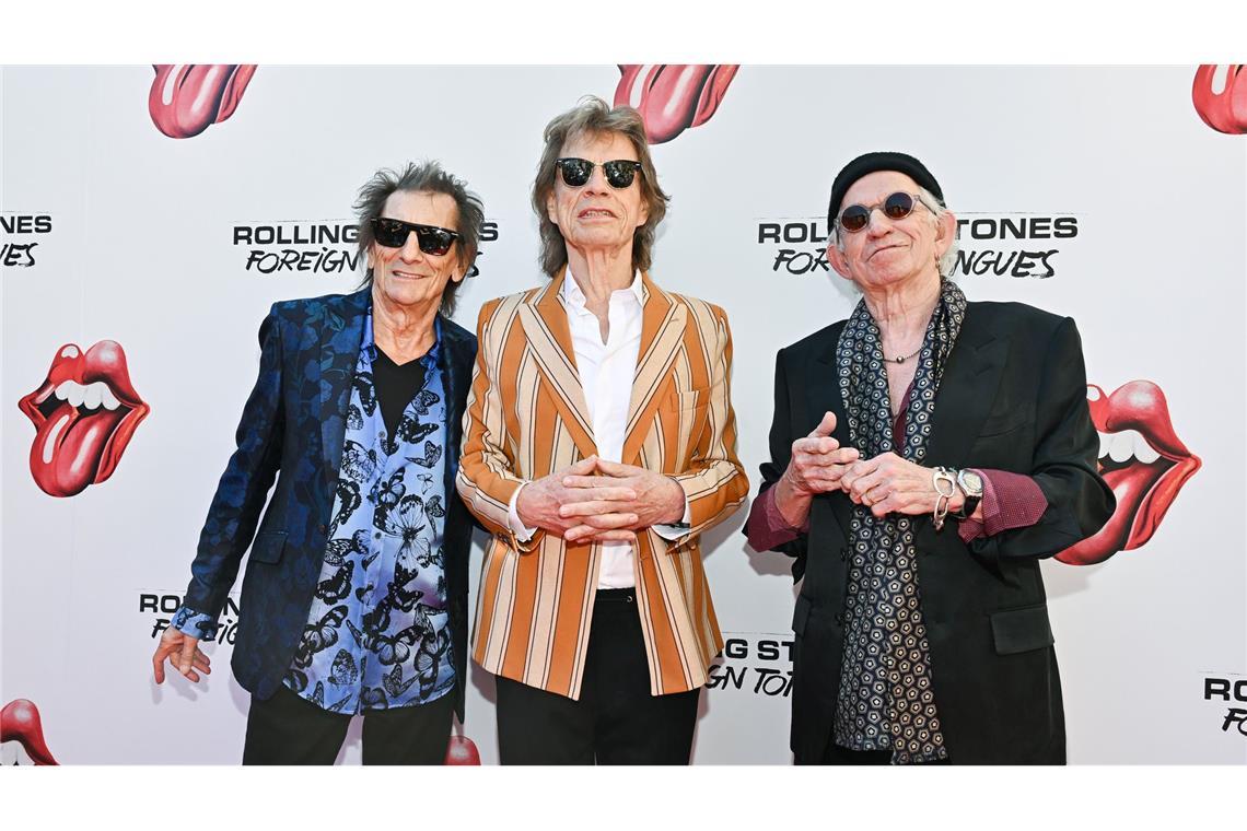 Ronnie Wood (l-r) Mick Jagger und Keith Richards kommen zur Vorstellung des Rolling Stones-Albums.