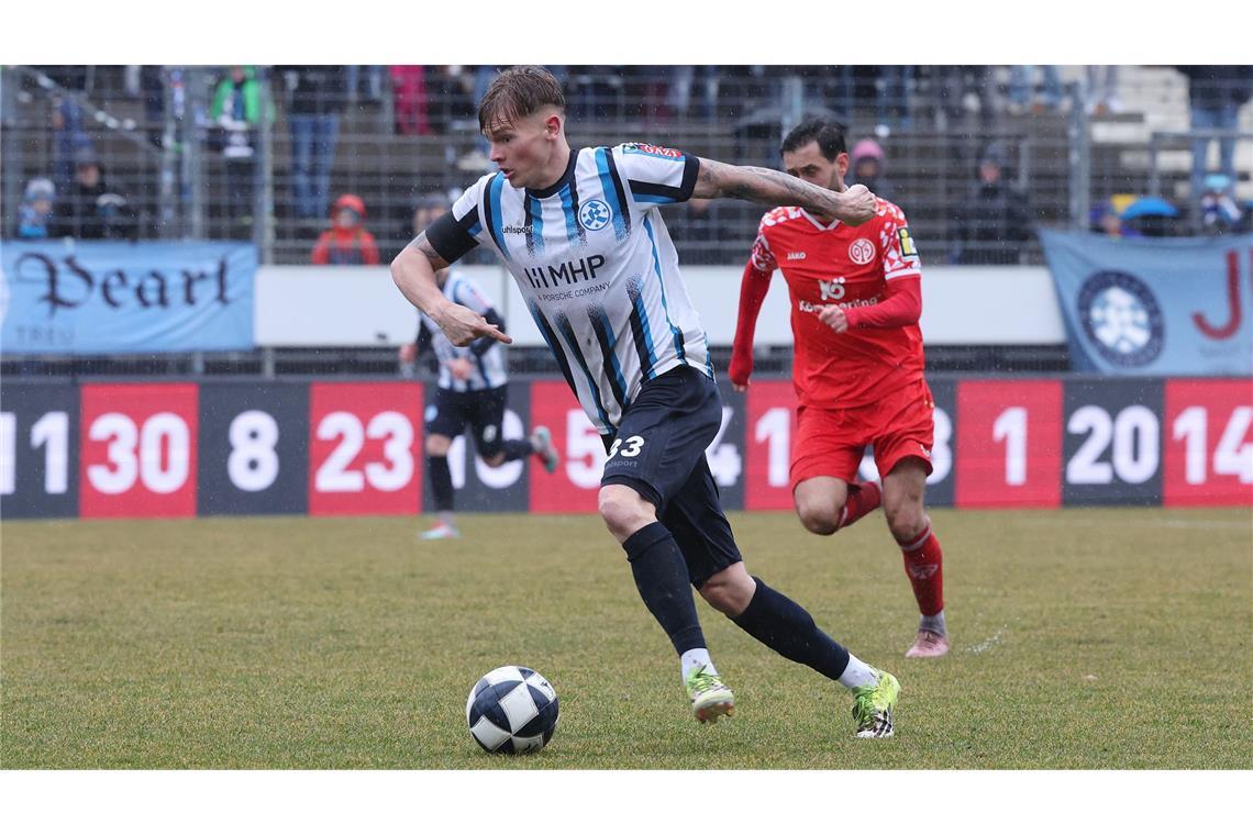 Samuel Unsöld hofft am Samstag gegen den TSV Steinbach Haiger auf seinen ersten Regionalliga-Treffer im Kickers-Dress.