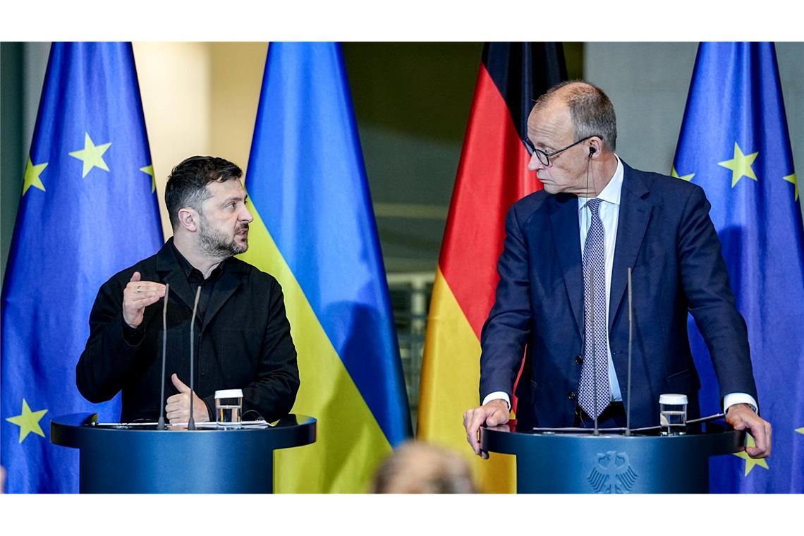Selenskyj und Merz traten am Abend gemeinsam vor die Presse.