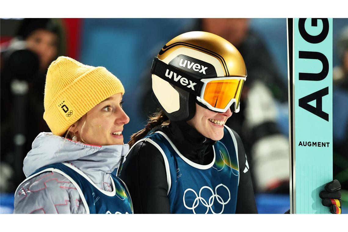 Selina Freitag (rechts) wurde als beste Deutsche Siebte, Fahnenträgerin Katharina Schmid landete auf Platz 16.