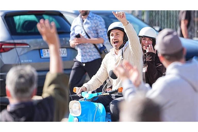 Siegmund kam mit einer blauen Simson zur Stimmabgabe in Sachsen-Anhalt.