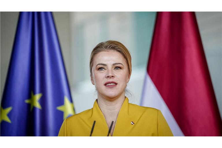 Siliņa bei einer Pressekonferenz (Archivbild).
