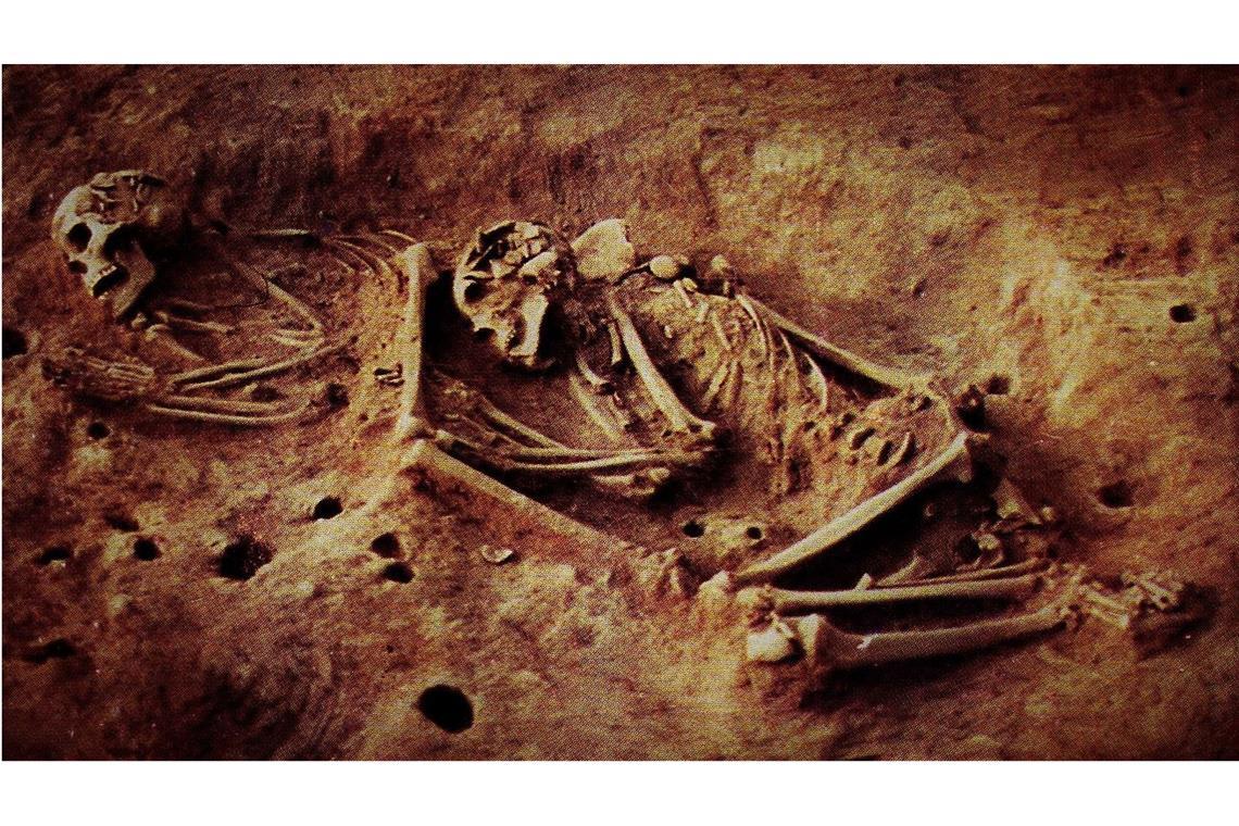 Kolumbiens frühe Jäger verschwanden vollständig Skelette zweier Jäger- und Sammlerindividuen, die in der archäologischen Stätte von Checua (Bogotá Altiplano) ausgegraben wurden.