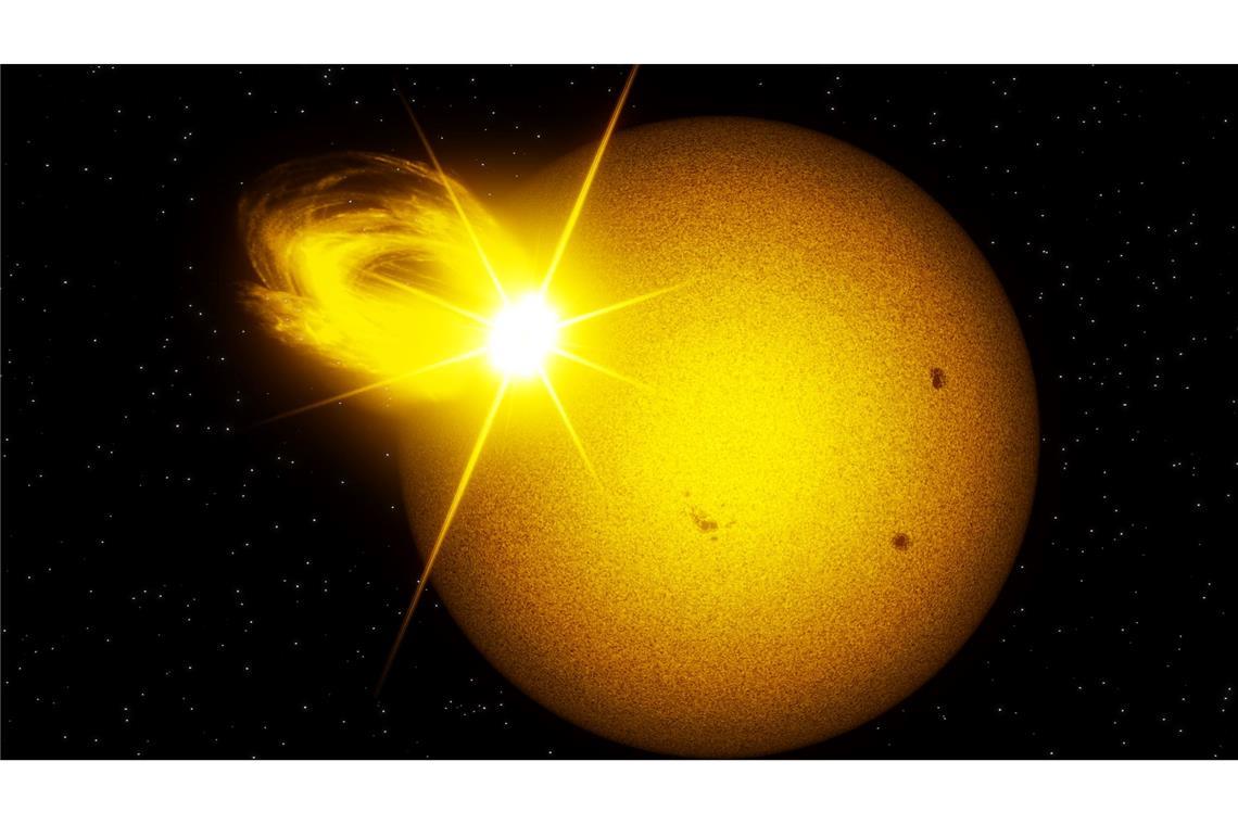Wenn es auf der Sonne kracht So in etwa könnte ein sogenannter Superflare aussehen. (Illustration)
