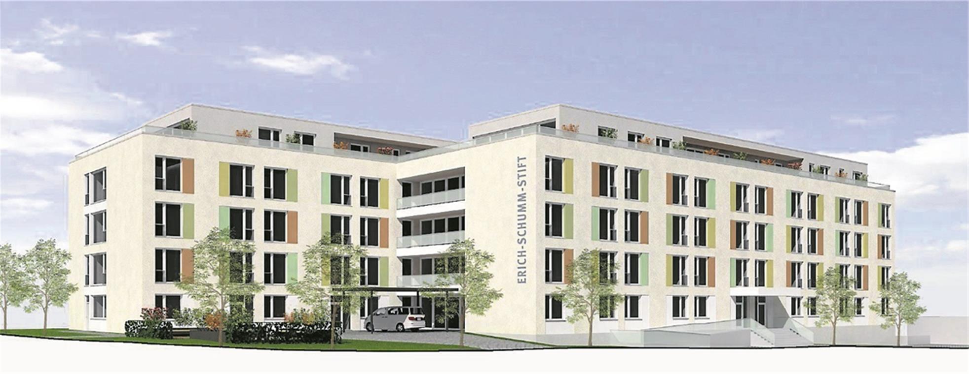 Telemedizin ist Teil des neuen Konzepts So sieht der geplante Neubau als Entwurf aus. Der Standort ist auf dem Grundstück an der Fornsbacher Straße schräg gegenüber dem heutigen Pflegeheim. Foto: Erich-Schumm-Stiftung