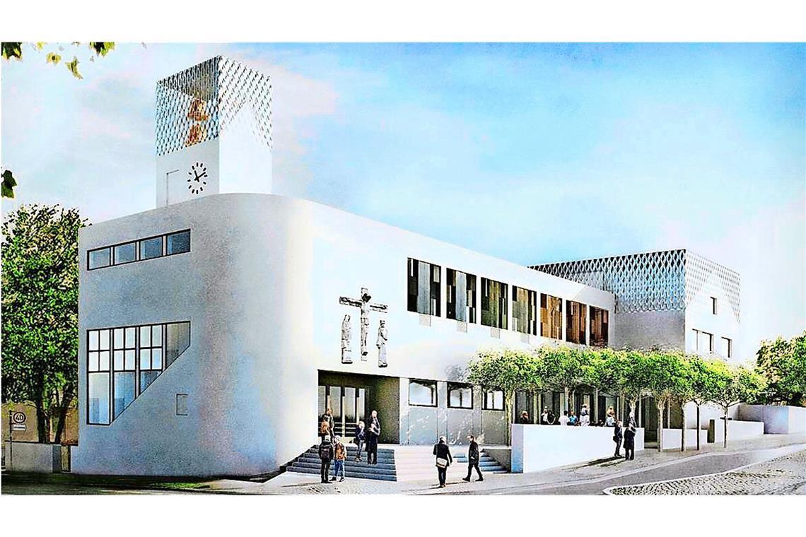 So soll die Brenzkirche in Stuttgart aussehen, wenn sie ihr traditionalistisches Dach verloren hat und die „runde Ecke“ wieder sichtbar ist.