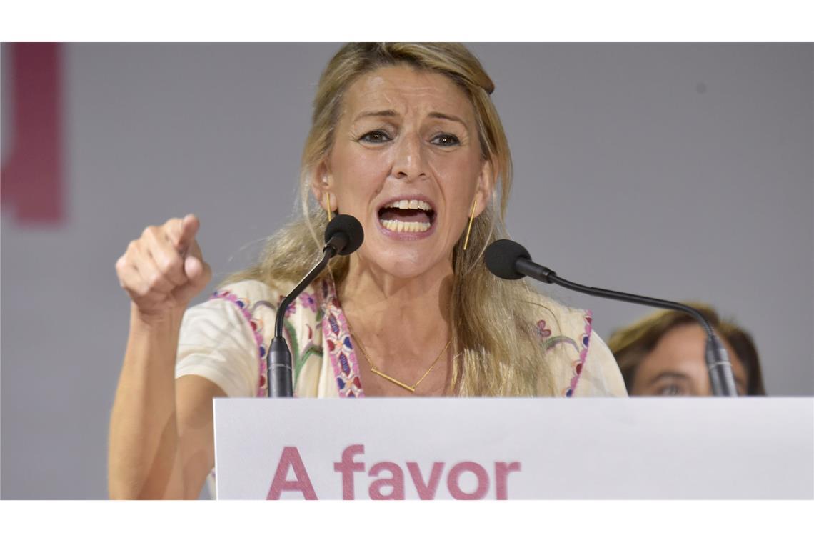 Diversität in Firmen: Auch Spanien kritisiert US-Forderung Spaniens Arbeitsministerin Díaz ist Chefin des Bündnisses Sumar, des Juniorpartners der spanischen Koalition. (Archivfoto)