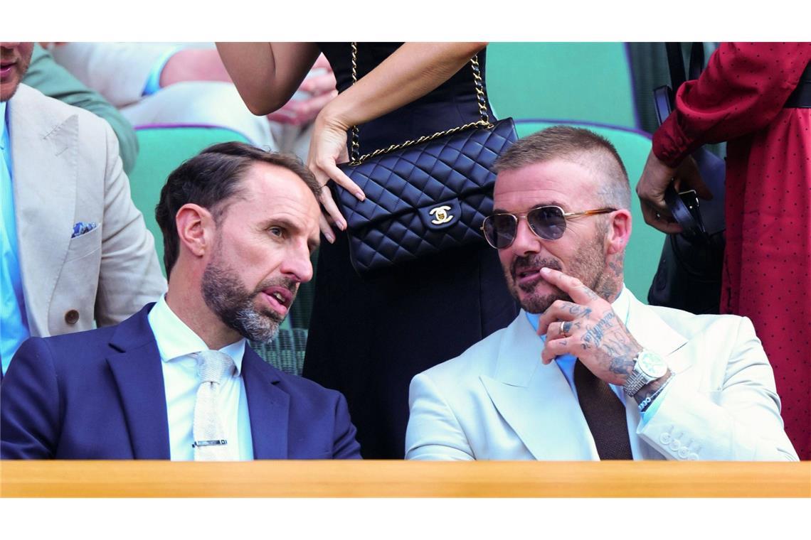 Sprachen sie vielleicht eher über Fußball? Englands früherer Nationaltrainer Gareth Southgate (links) und Sir David Beckham, wie er sich jetzt nennen darf.