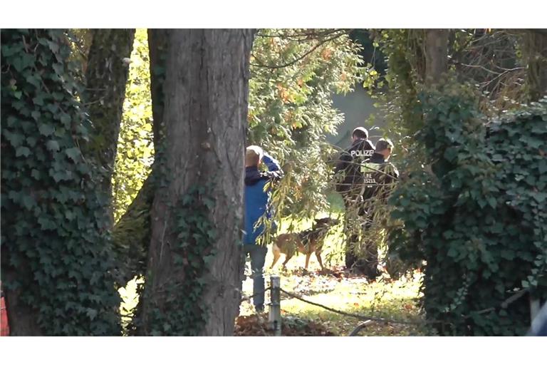 Spürhunde sind auf dem Gelände untwergs.