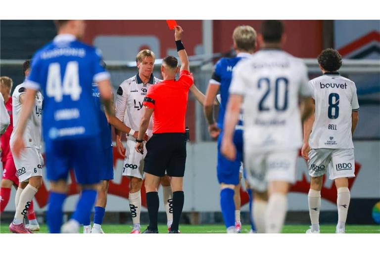 Stavangers Innenverteidiger Jesper Daland sah gegen Sandefjord die Rote Karte.