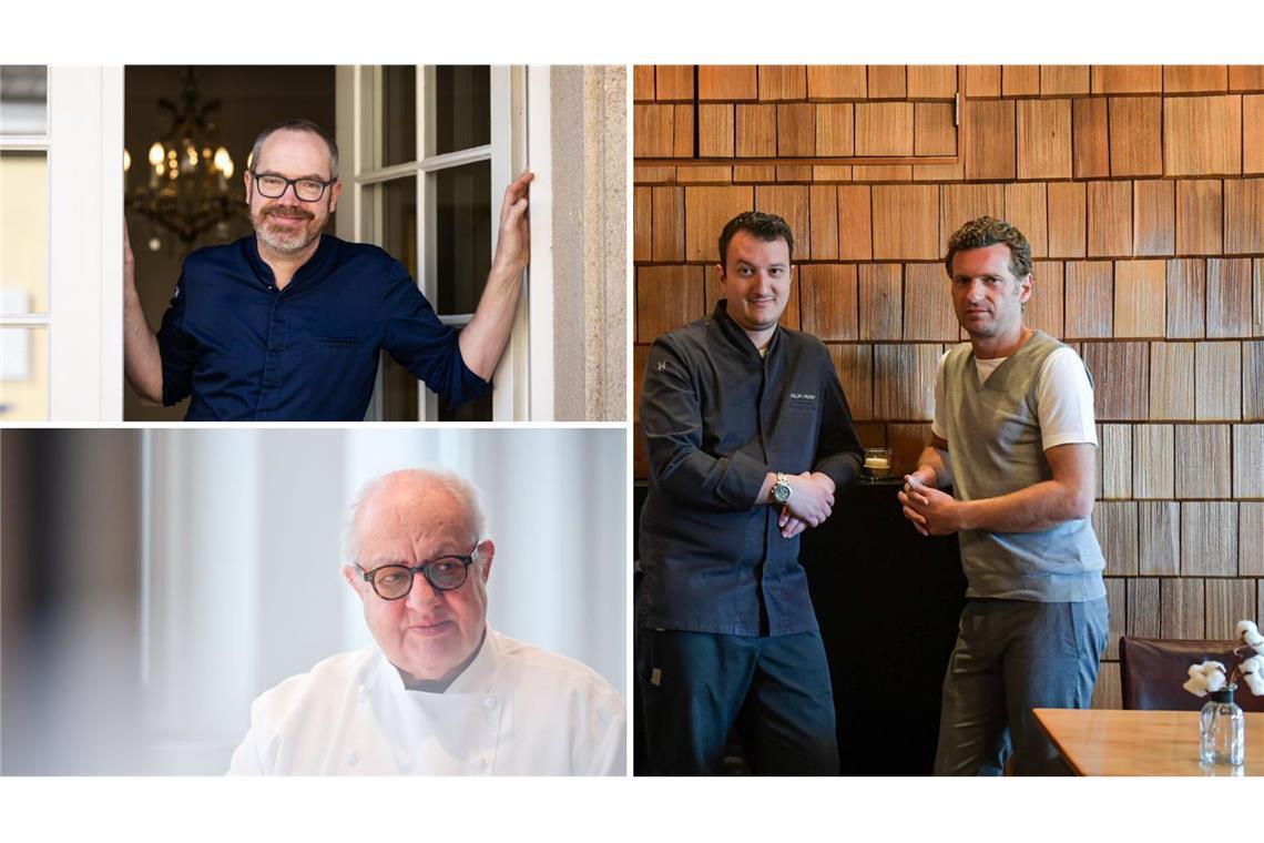 Diese Stuttgarter Lokale gehören zu den besten Restaurants in Deutschland Stefan Gschwendtner von der Speisemeisterei (oben links), das Team vom Hegel 1 (rechts) und Vincent Klink (unten links).