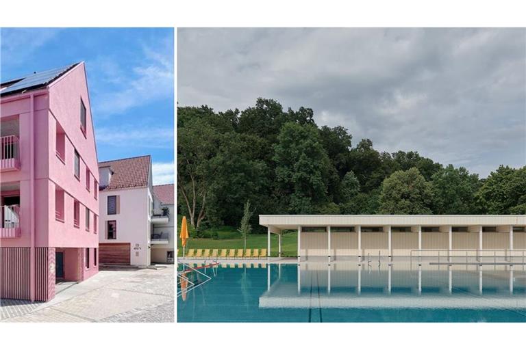 Stuttgarter Architekten am Werk – das flamingofarbene Baugruppenhaus in Metzingen und das Schwimmbad in Biberach.