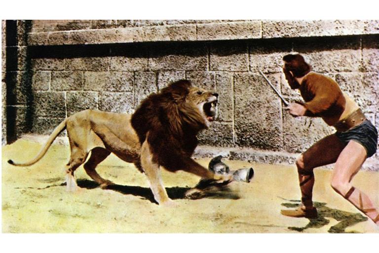 Szene aus dem italienischen Sandalenfilm „La Rivolta dei gladiatori“  aus dem Jahr 1958.