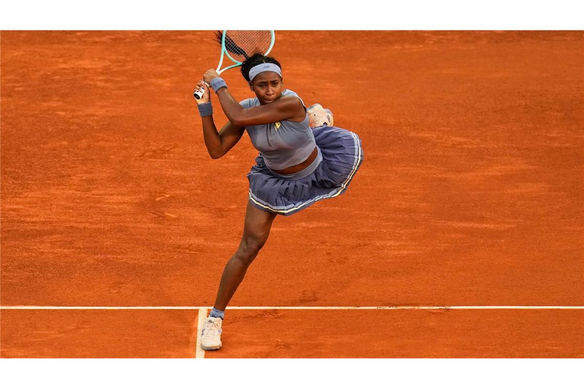 Bilder des Tages Tennis: WTA-Tour/ATP-Tour - Madrid, Einzel, Damen, 2. Runde, Gauff (USA) - Yastremska (Ukraine). Coco Gauff in Aktion.