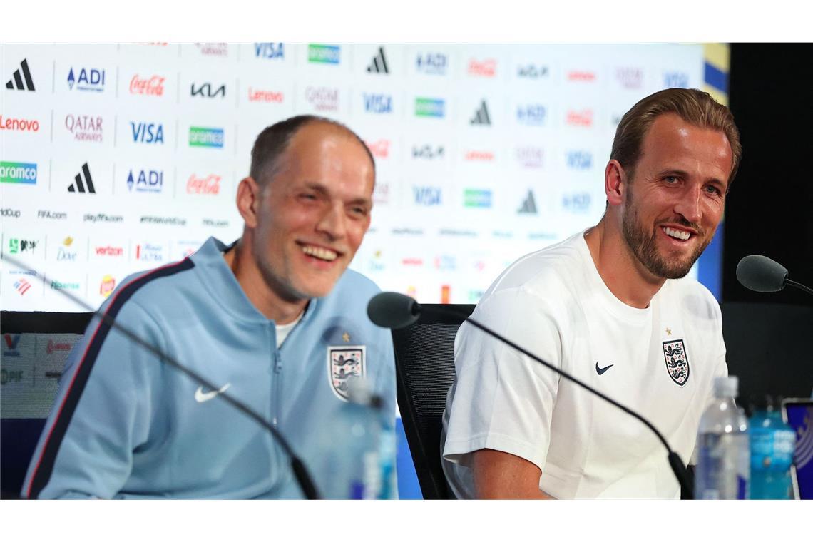 Thomas Tuchel und „VfB-Killer“ Harry Kane gehen gut gelaunt ins Turnier.