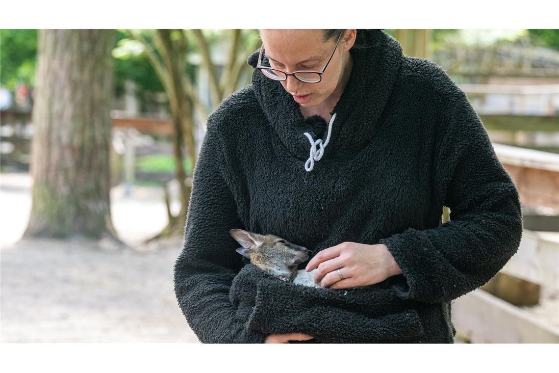 Tierpark-Chefin Nicole Hoffmeister kümmert sich rund um die Uhr um Elli.