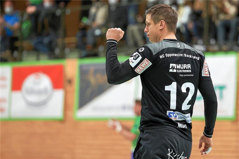 Torwartroutinier Jürgen Müller hatte mit dem HCOB schon zweimal Grund zum Jubel. Nun hofft er, dass im Heimspiel gegen Kornwestheim der dritte Sieg in Folge gelingt. Foto: A. Becher