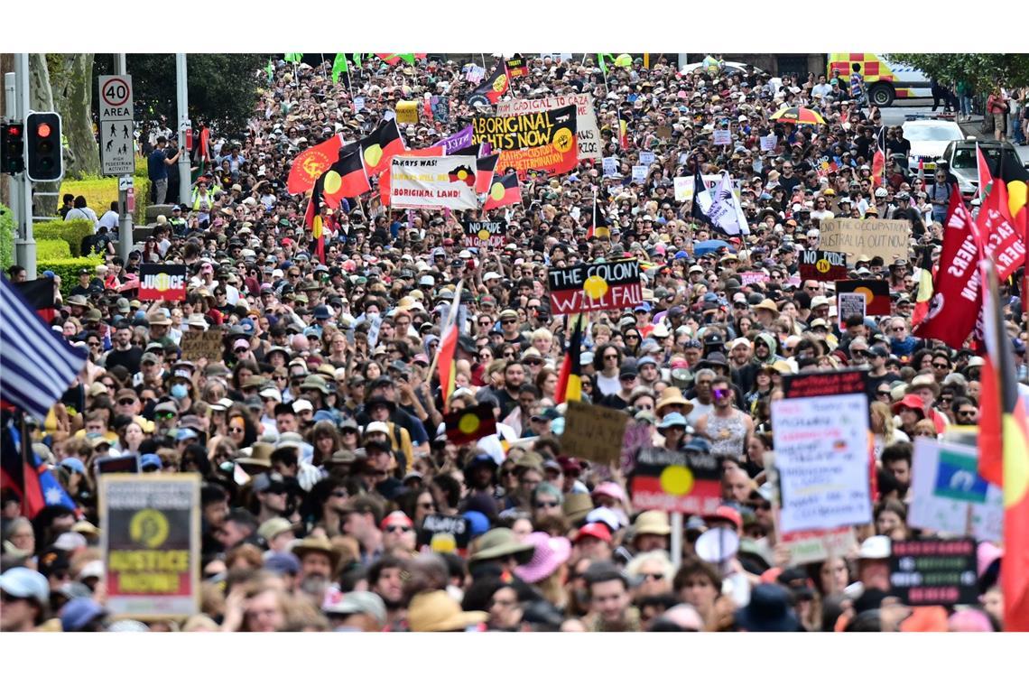 Traditionell protestieren am Nationalfeiertag Zehntausende gegen den "Invasion Day", wie sie den Tag nennen.