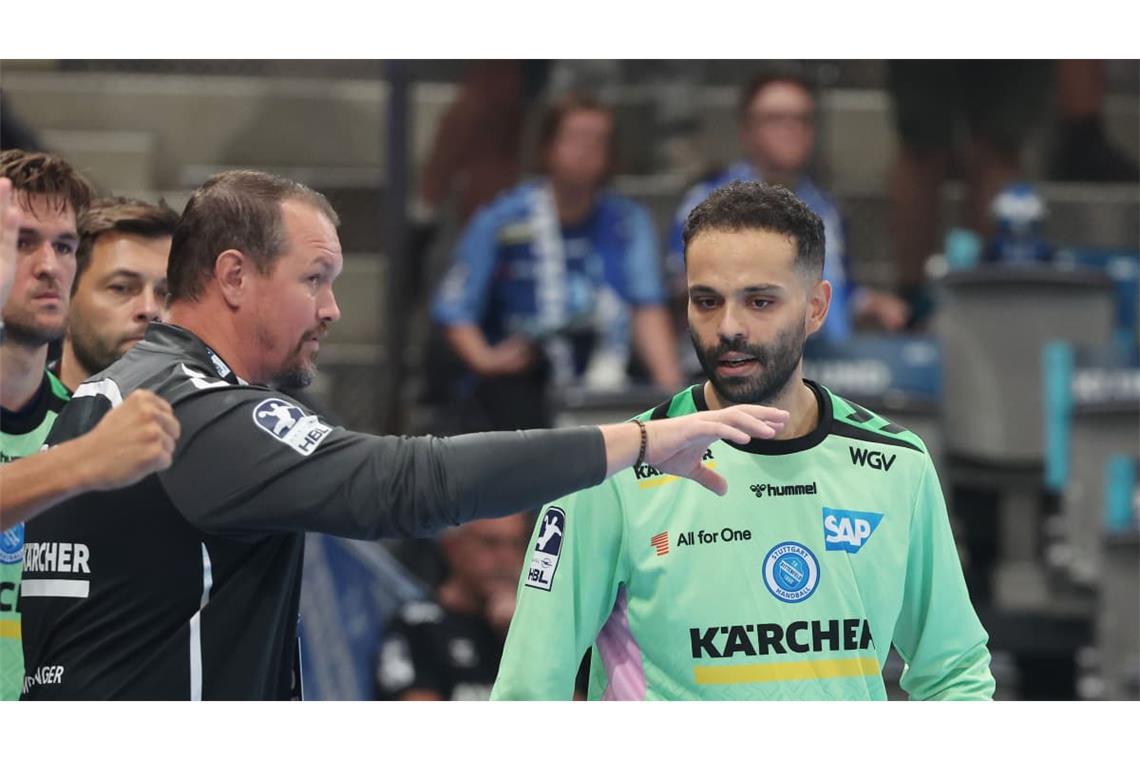 Trainer Misha Kaufmann und sein Torwart Mohamed El-Tayar können sich im DHB-Pokal auf ein Heimspiel des TVB Stuttgart gegen den HC Erlangen freuen.