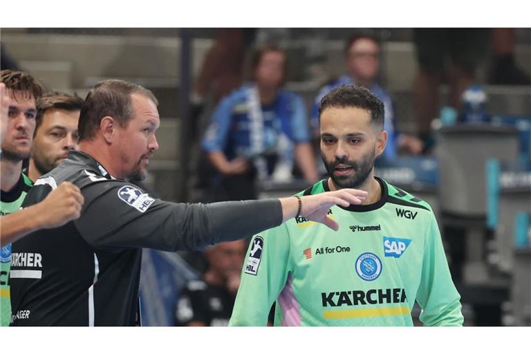 Trainer Misha Kaufmann und sein Torwart Mohamed El-Tayar können sich im DHB-Pokal auf ein Heimspiel des TVB Stuttgart gegen den HC Erlangen freuen.
