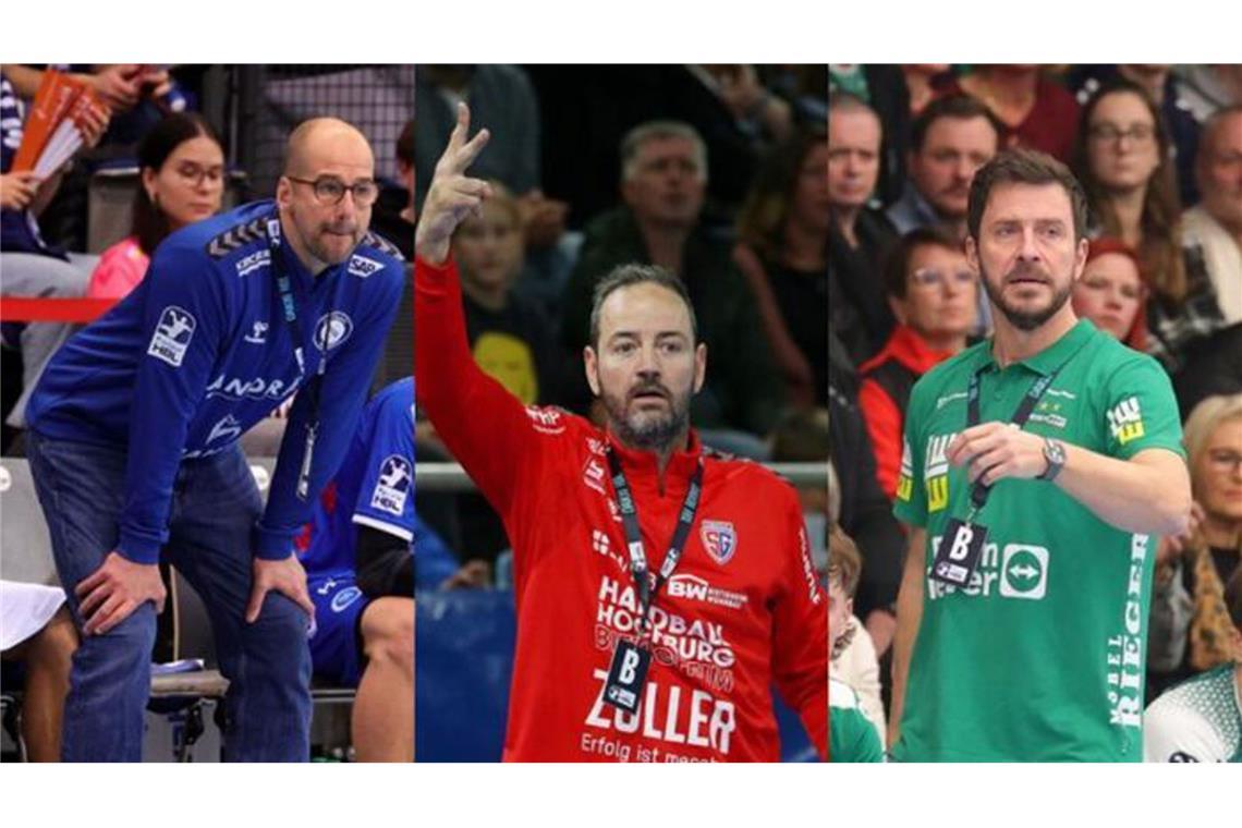 So will das Handball-Trio den Abstieg vermeiden Trainer-Trio (v. li.): Jürgen Schweikardt (TVB Stuttgart), Iker Romero (SG BBM Bietigheim), Ben Matschke (Frisch Auf Göppingen)