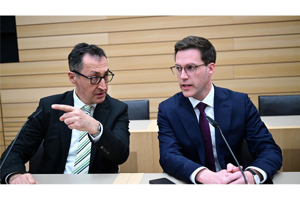 Treffen sich Grünen-Frontmann Cem Özdemir und CDU-Chef Manuel Hagel bald in offiziellen Gesprächen über eine Zusammenarbeit wieder? (Archivbild)