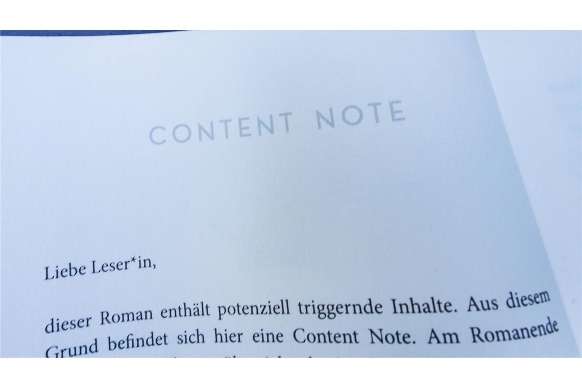 Achtung, dieses Buch kann Sie triggern Triggerwarnungen sollen den Konsumenten bei der Entscheidung helfen, ob sie bestimmte Themen vermeiden wollen.