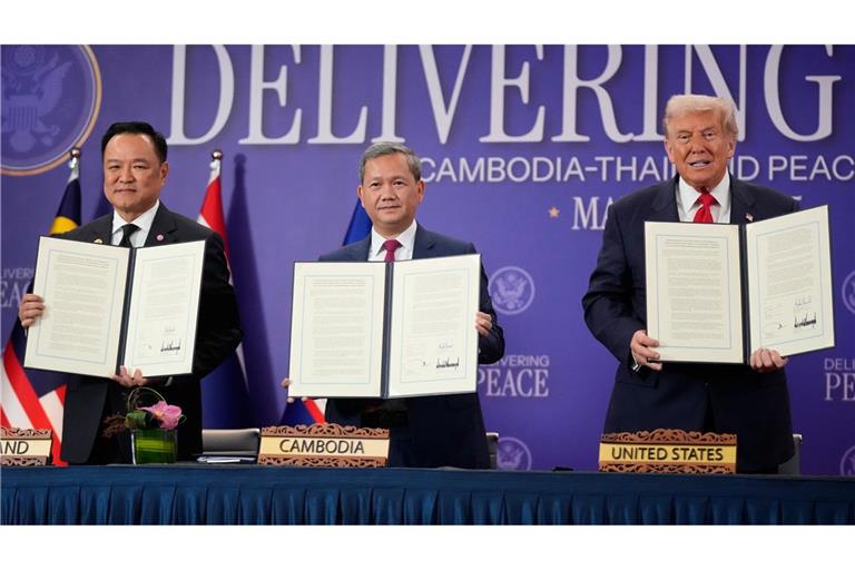Trump in Asien: Friedensabkommen und Treffen mit Xi Trump hat Thailand und Kambodscha zu dem Friedensabkommen gedrängt.