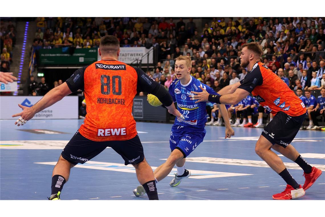 Serie des TVB Stuttgart reißt gegen Rhein-Neckar Löwen TVB-Spielmacher Torben Matzken im Einsatz