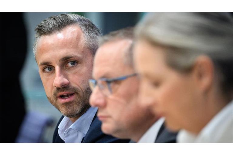 Ulrich Siegmund (links), strahlender Wahlsieger in Sachsen-Anhalt, will seine beiden Parteichefs Tino Chrupalla und Alice Weidel zwar über sein weiteres Vorgehen informieren, sich aber nicht von ihnen reinreden lassen. Der Grund liegt auch in unterschiedlichen Prioritäten.