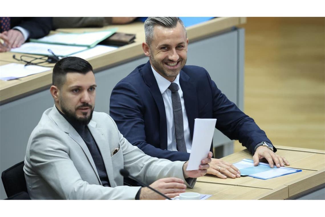 Ulrich Siegmund (R) und Tobias Rausch - der eine möchte Ministerpräsident in Sachsen-Anhalt werden, der andere Landtagspräsident.