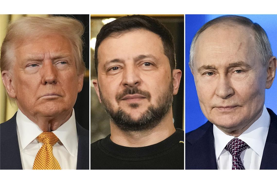 US-Präsident Donald Trump (links) stellt ein Treffen mit Selenskyj (mitte) und Putin (rechts) in Aussicht.
