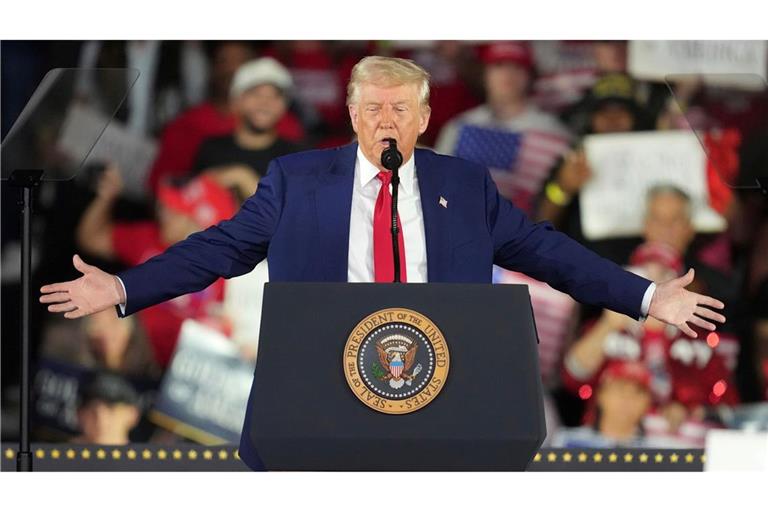 US-Präsident Donald Trump preiste sich selbst bei dem Auftritt in höchsten Tönen.