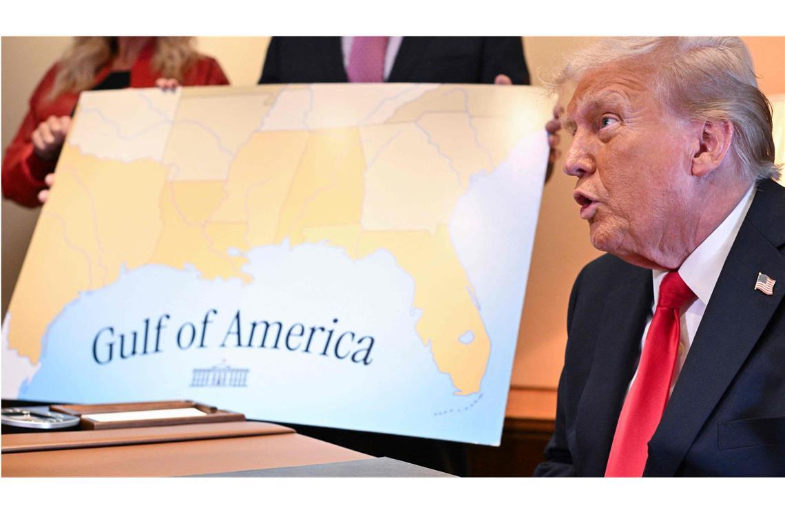 EU warnt vor hohen Zöllen auf Stahl und Aluminium US-Präsident überrascht immer wieder mit seinen Ideen. Hier gibt er dem Golf von Mexiko einen neuen Namen. Für Unruhe sorgt er auch mit seinen Zoll-Drohungen in Richtung Europa.