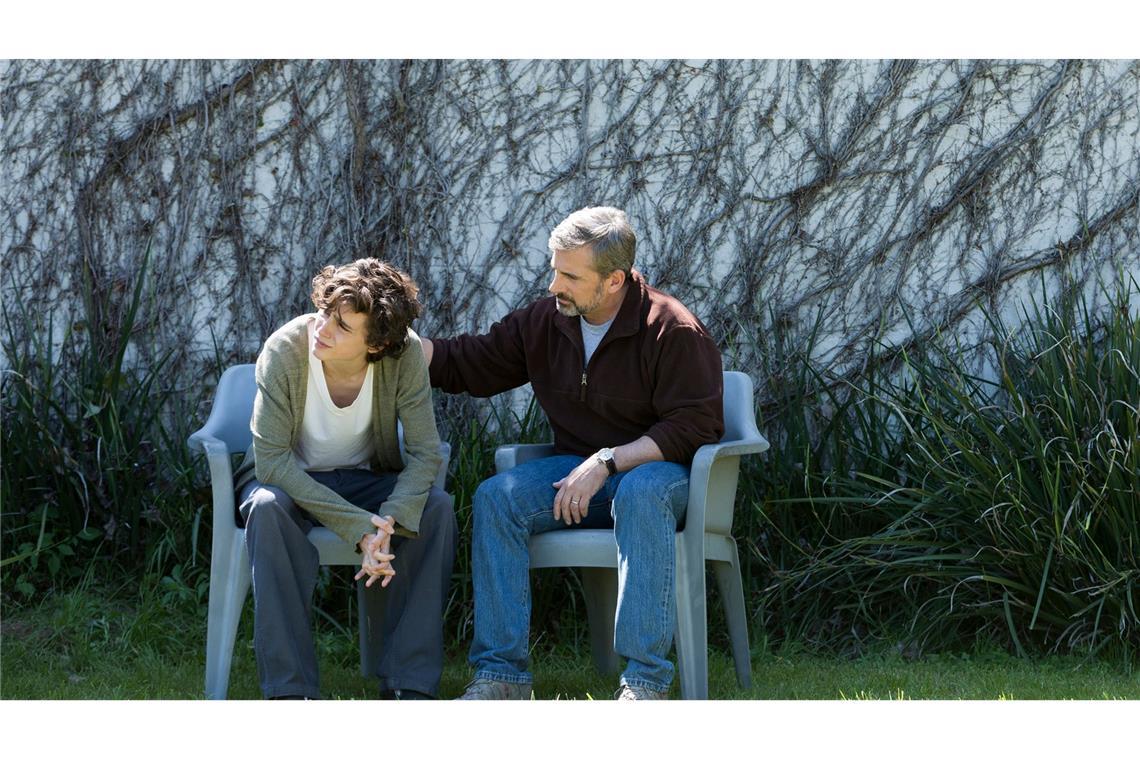 Streaming-Tipps der Woche Vater David (Steve Carell, r) und Sohn Nic Sheff (Timothée Chalamet, l) müssen reden.