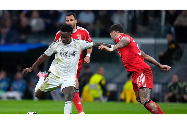 Vinicius Junior (in Weiß) war erneut Reals Siegtorschütze gegen Benfica.