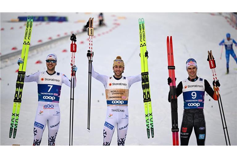 Vinzenz Geiger (r) gewinnt seine vierte Medaille von Trondheim.