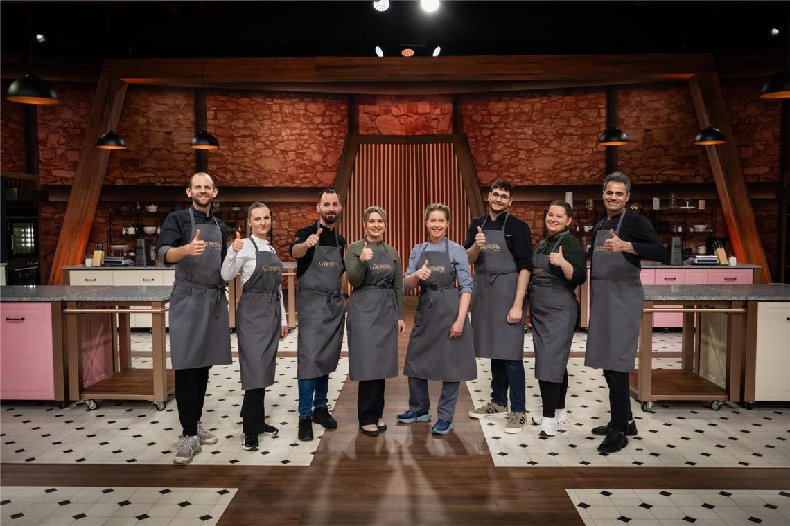 (v.l.n.r.) Michael, Lina, Sven, Gina, Vera, Péter, Anna, Alireza sind die "Profis" in der neuen Staffel beim großen Backen.