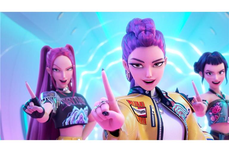 Von links nach rechts: Mira, Rumi und Zoey - die Heldinnen aus dem Animationsfilm "KPop Demon Hunters". (Netflix-Bild)
