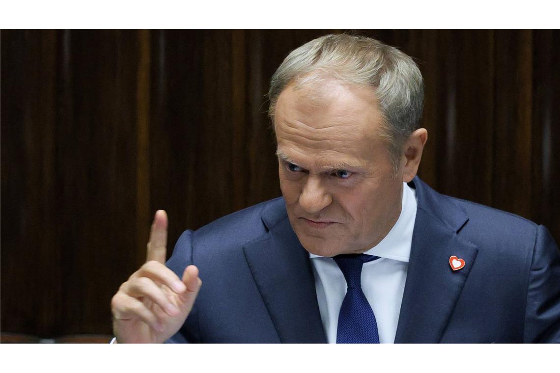 Vor der Vertrauensabstimmung gab Polens Regierungschef Donald Tusk im Parlament eine Regierungserklärung ab. (Foto aktuell)