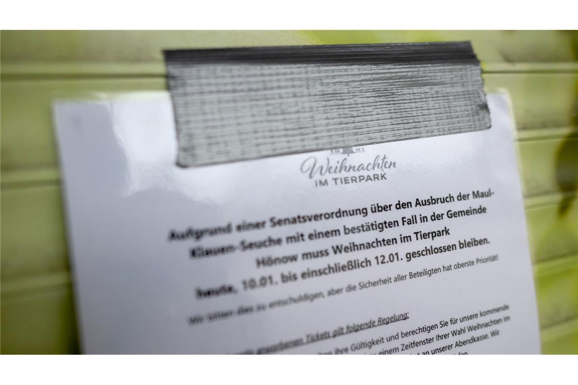 Landwirte in Sorge: Wie groß ist das Ausmaß der Tierseuche? Vorsorglich bleiben der Tierpark und der Zoo in Berlin wegen des Ausbruchs der Maul- und Klauenseuche im benachbarten Brandenburg geschlossen.