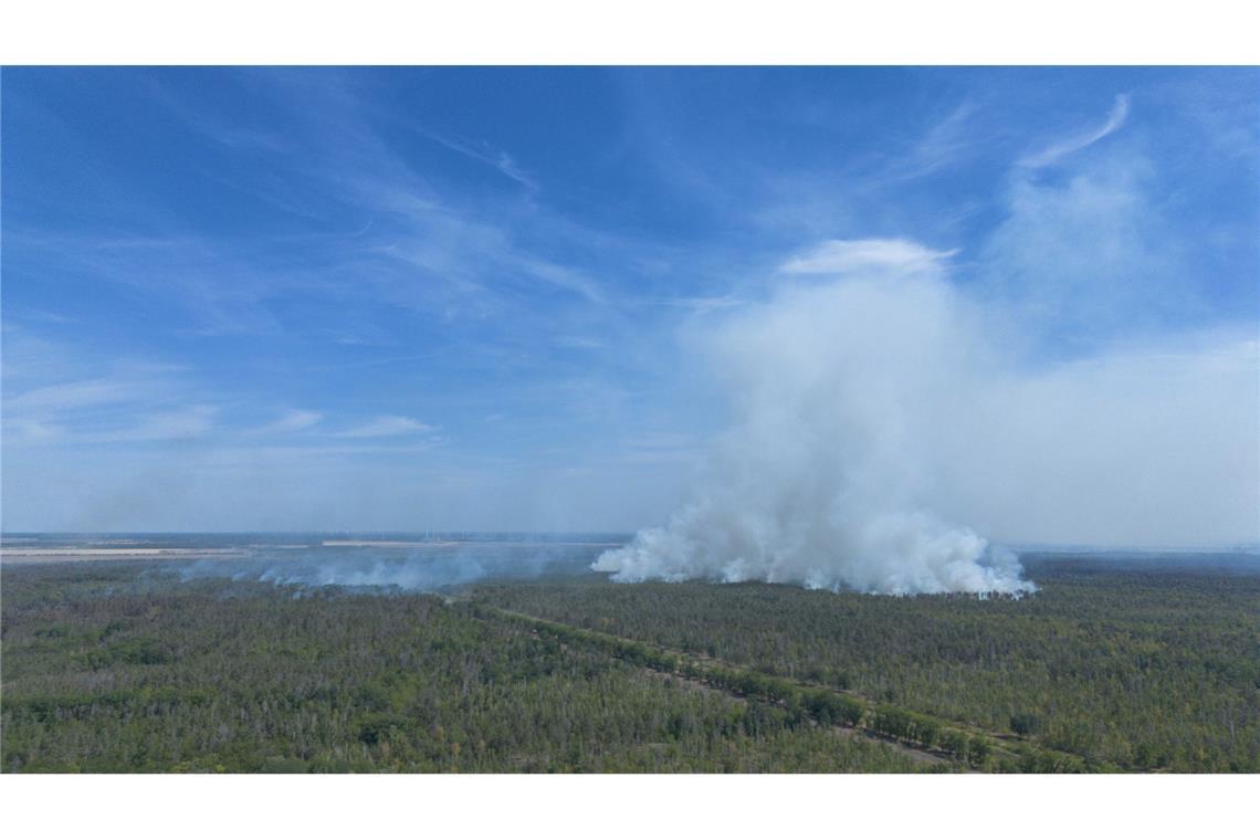 Wald- und Vegetationsbrand in der Gohrischheide im Landkreis Meißen.