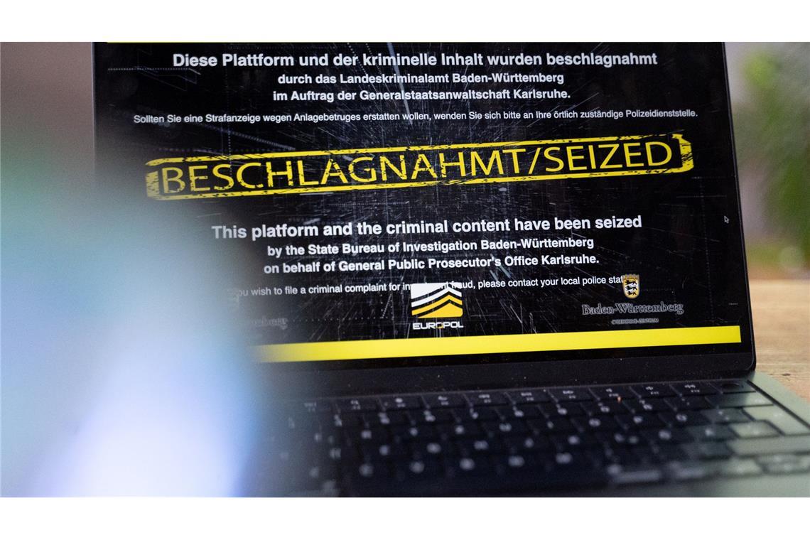 Wenn man die Adresse der beschlagnahmten Internetseiten eingibt, erscheint ein Sicherstellungsbanner der Behörden. (Archivbild)