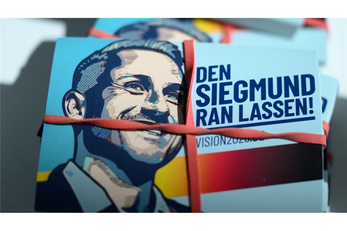 Werbematerial mit AfD-Spitzenkandidat Ulrich Siegmund ist reichlich vorhanden. (Archivbild)