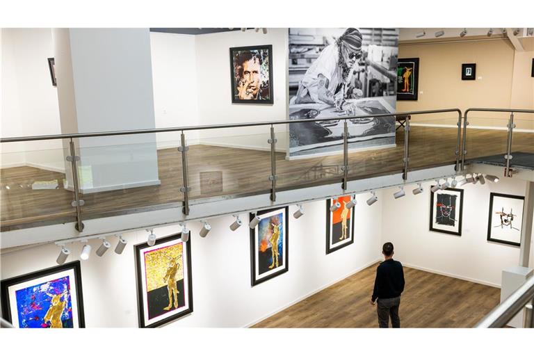 Werke von Johnny Depp hängen in einer Kunstgalerie in Emmendingen.