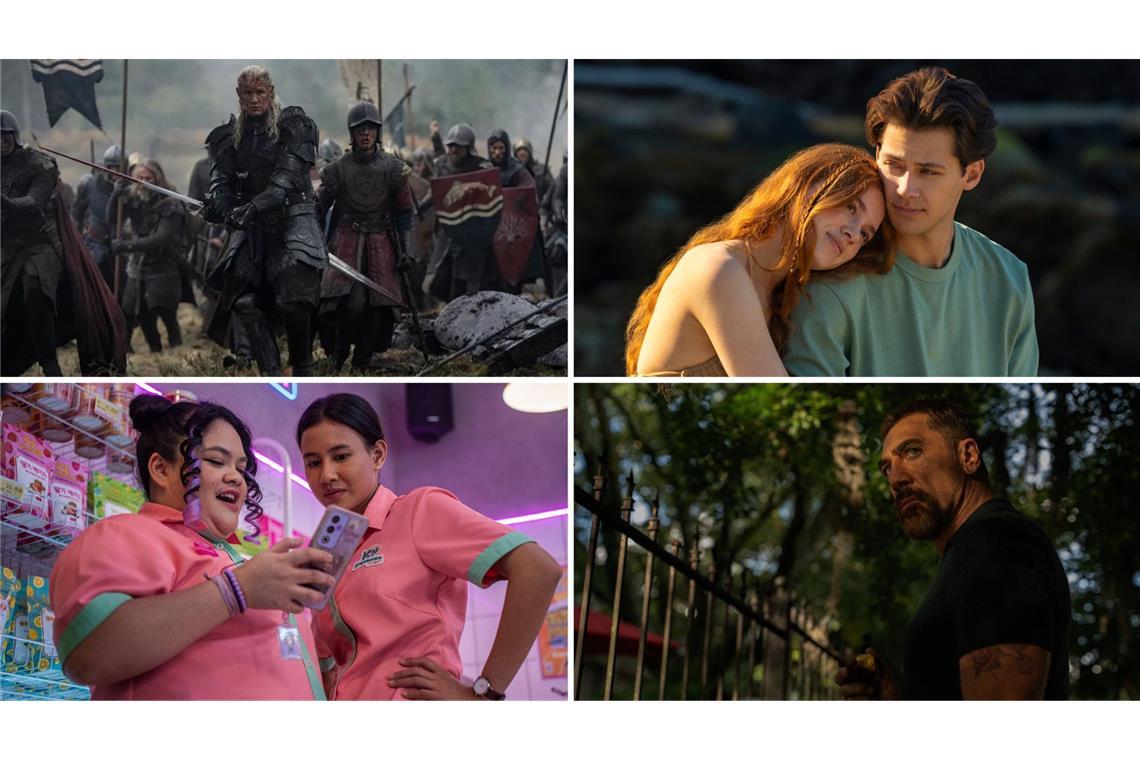 Wie wär’s zum Beispiel mit „House of the Dragon“, „Every Year After“, „Kap der Angst“ oder „Night Shift Cuties“ (von links oben im Uhrzeigersinn)? Unsere Serientipps für Mai.