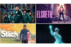 Wie wär’s zum Beispiel mit „Squid Game“, „Elsbeth“, „Ironheart“ oder „Stick“  (von links oben im Uhrzeigersinn)? Unsere Serientipps für Juni.