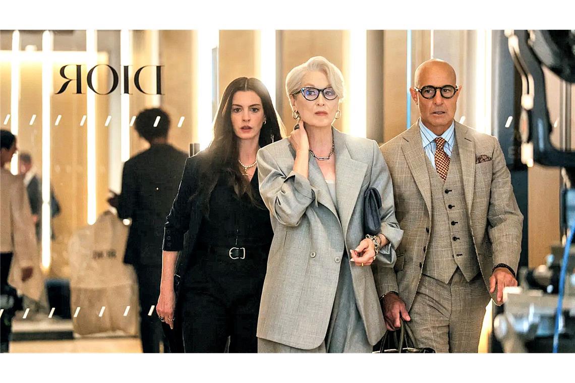 Wieder da: Anne Hathaway, Meryl Streep und Stanley Tucci (v. li.) in „Der Teufel trägt Prada 2“