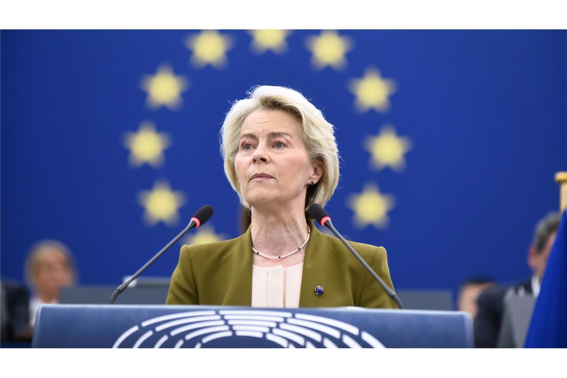 Von der Leyen: EU-Kommission stoppt Zahlungen an Israel Will den Mitgliedsländern Vorschläge für Sanktionen gegen extremistischen Minister und gegen gewalttätige Siedler unterbreiten: EU-Kommissionspräsidentin Ursula von der Leyen.